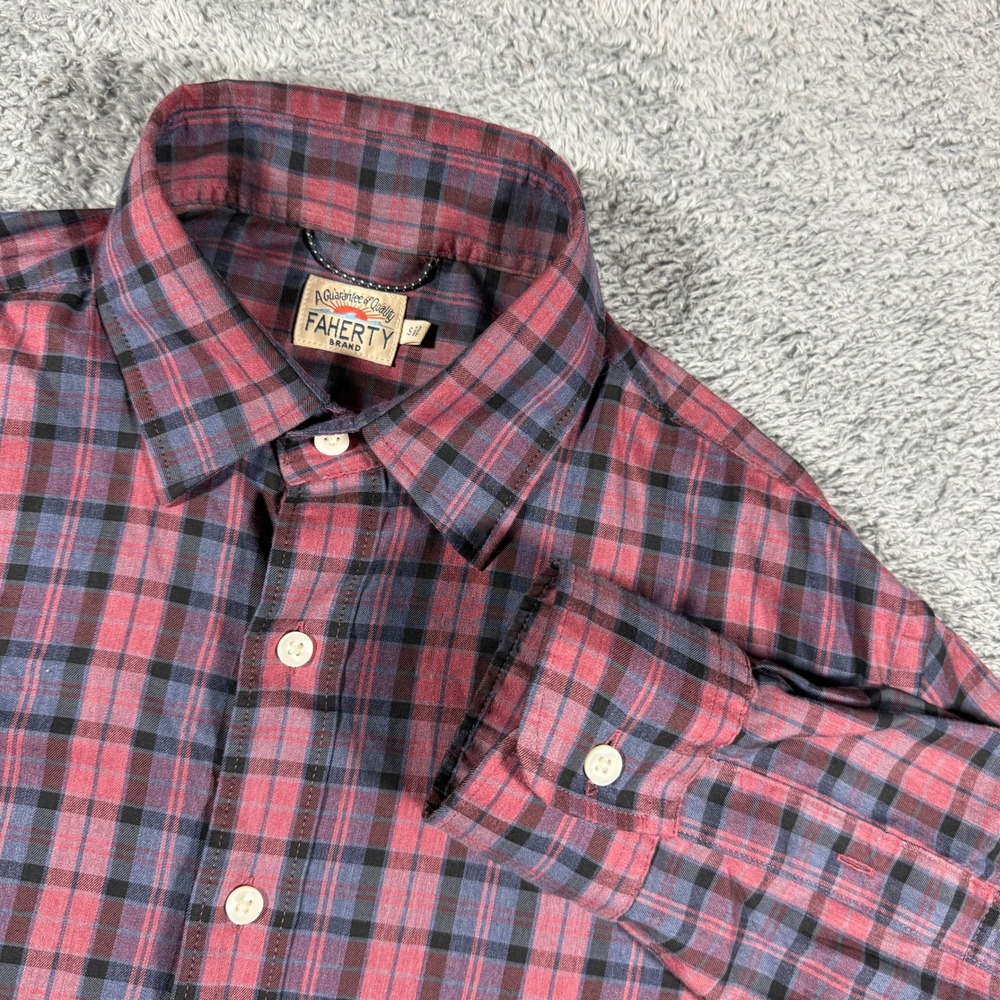 Faherty Plaid Button Shirt Mens Small Long Sleeve Performance Multicolor Plaid